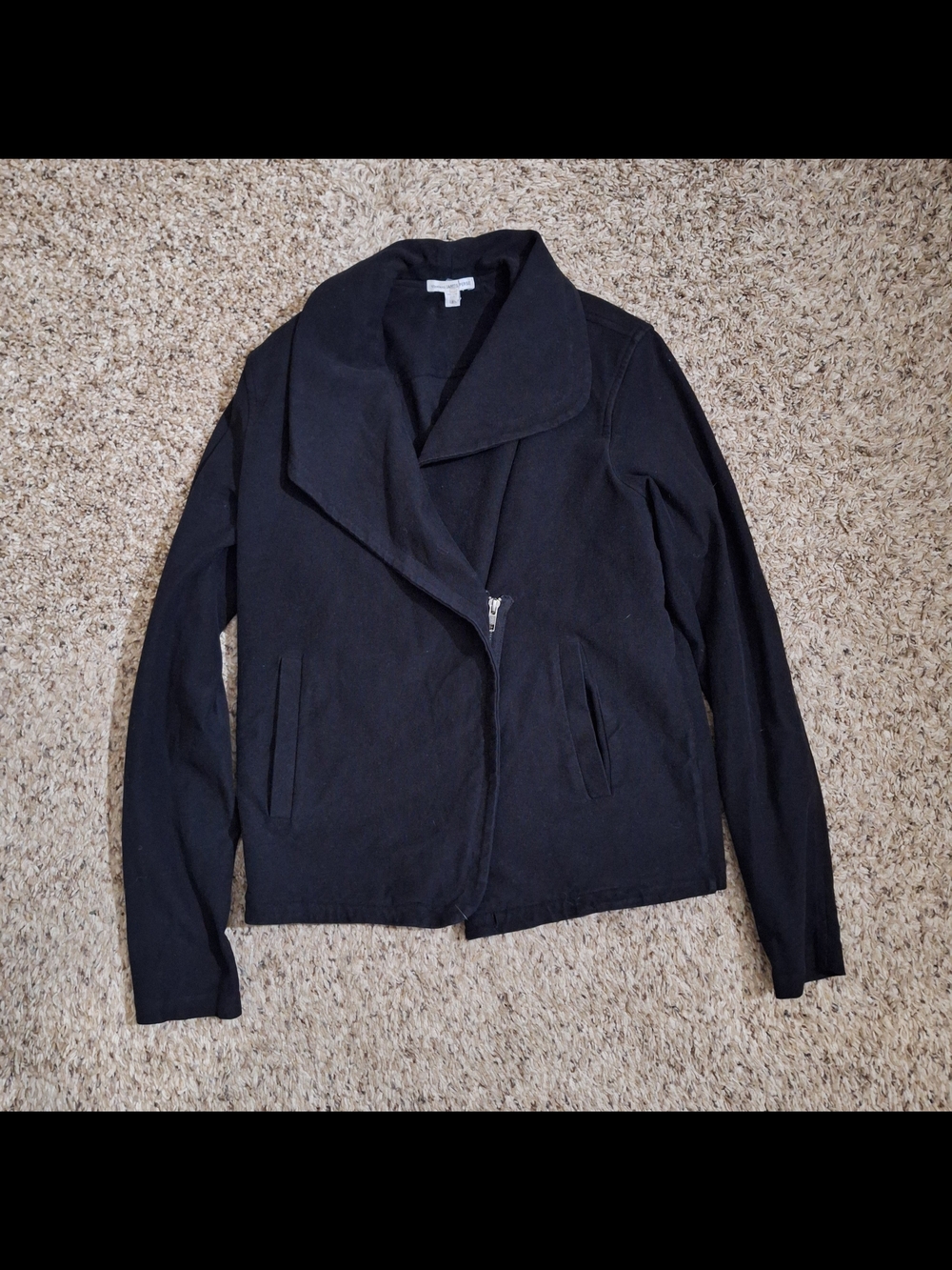 Standard James Perse Black Asymmetric Zip Draped Collar Jacket 1/S